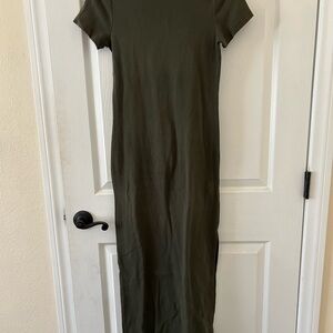 Stateside Green Sheath Maxi Dress Crew Neck Casual